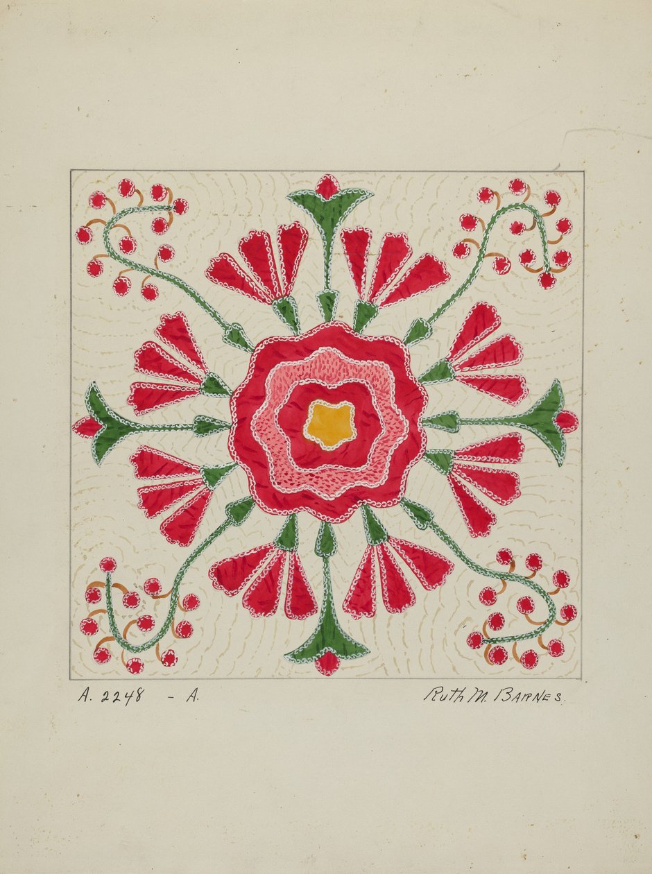 Trapunta applicata, c. 1940 da Ruth M Barnes