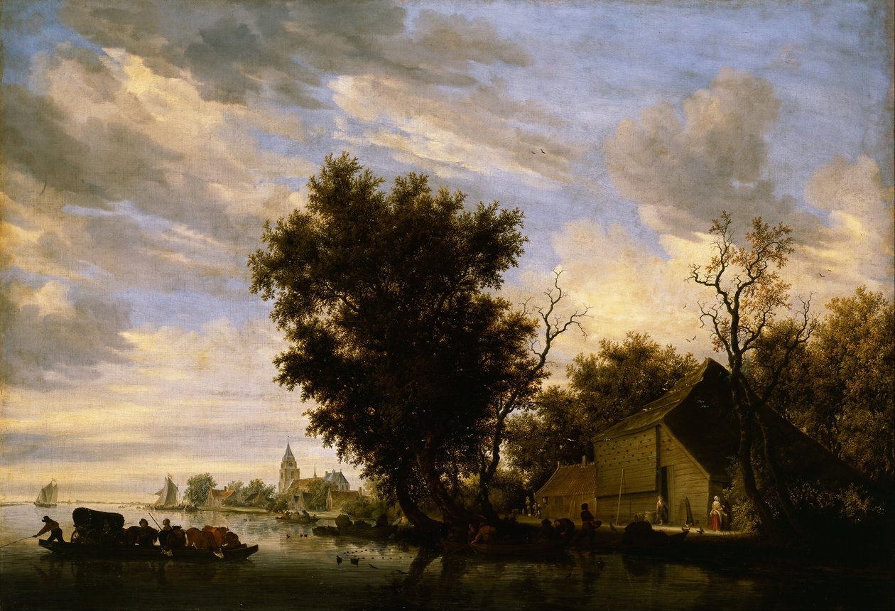 Scena fluviale con traghetto da Salomon van Ruisdael or Ruysdael