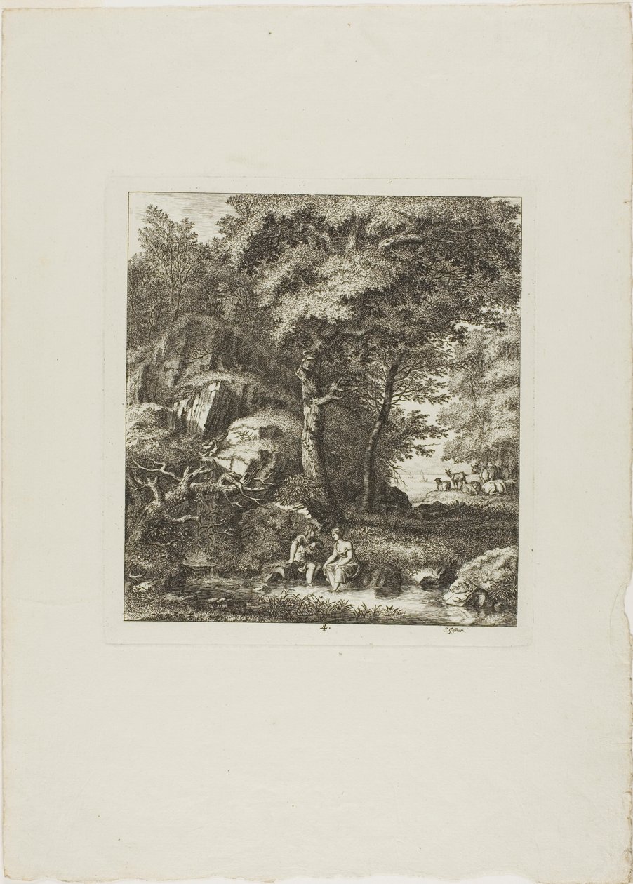 Coppia seduta in una radura da Salomon Gessner