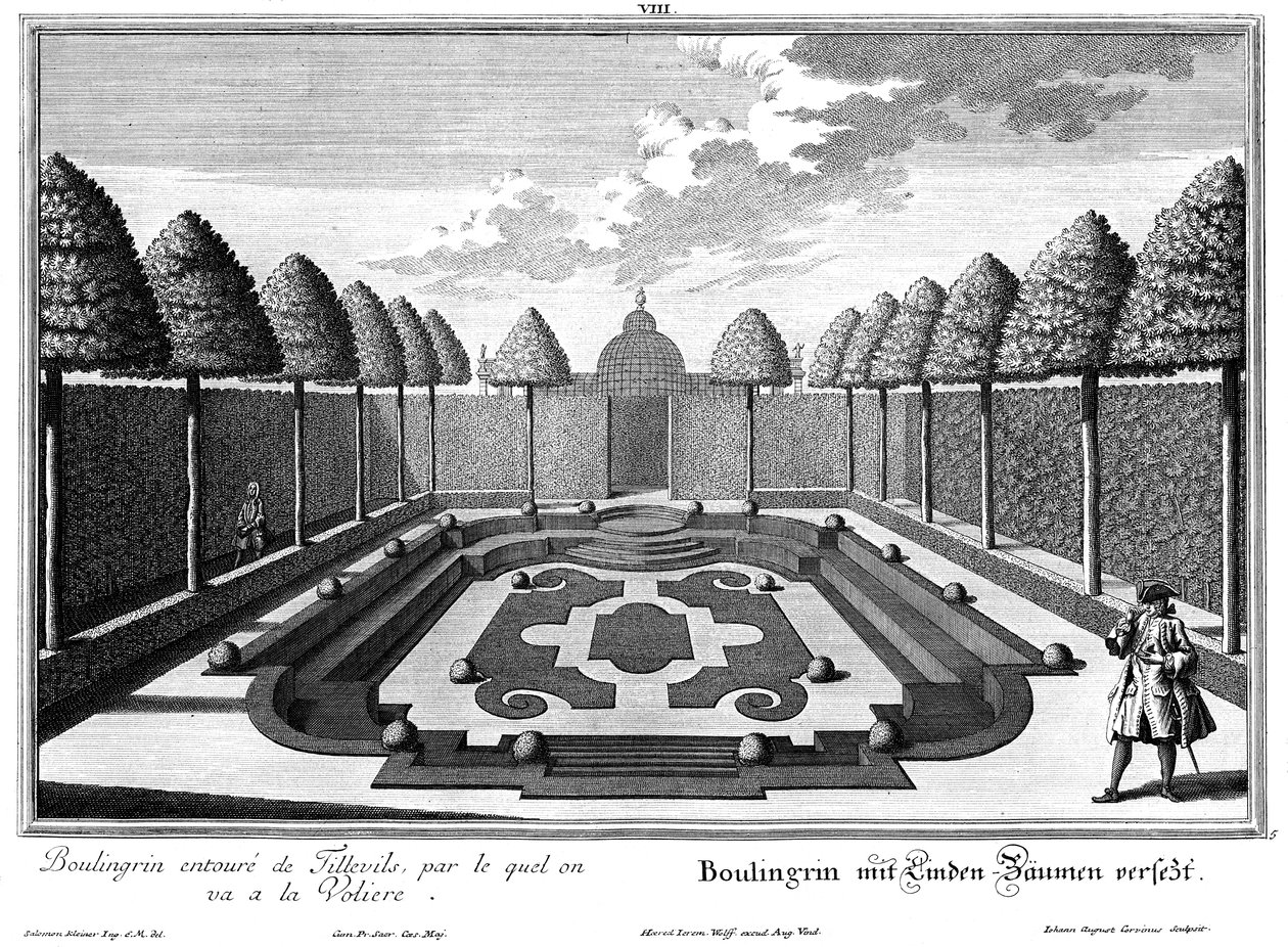 Prospetto del Boulingrin nel "Piccolo Giardino" da Salomon Kleiner