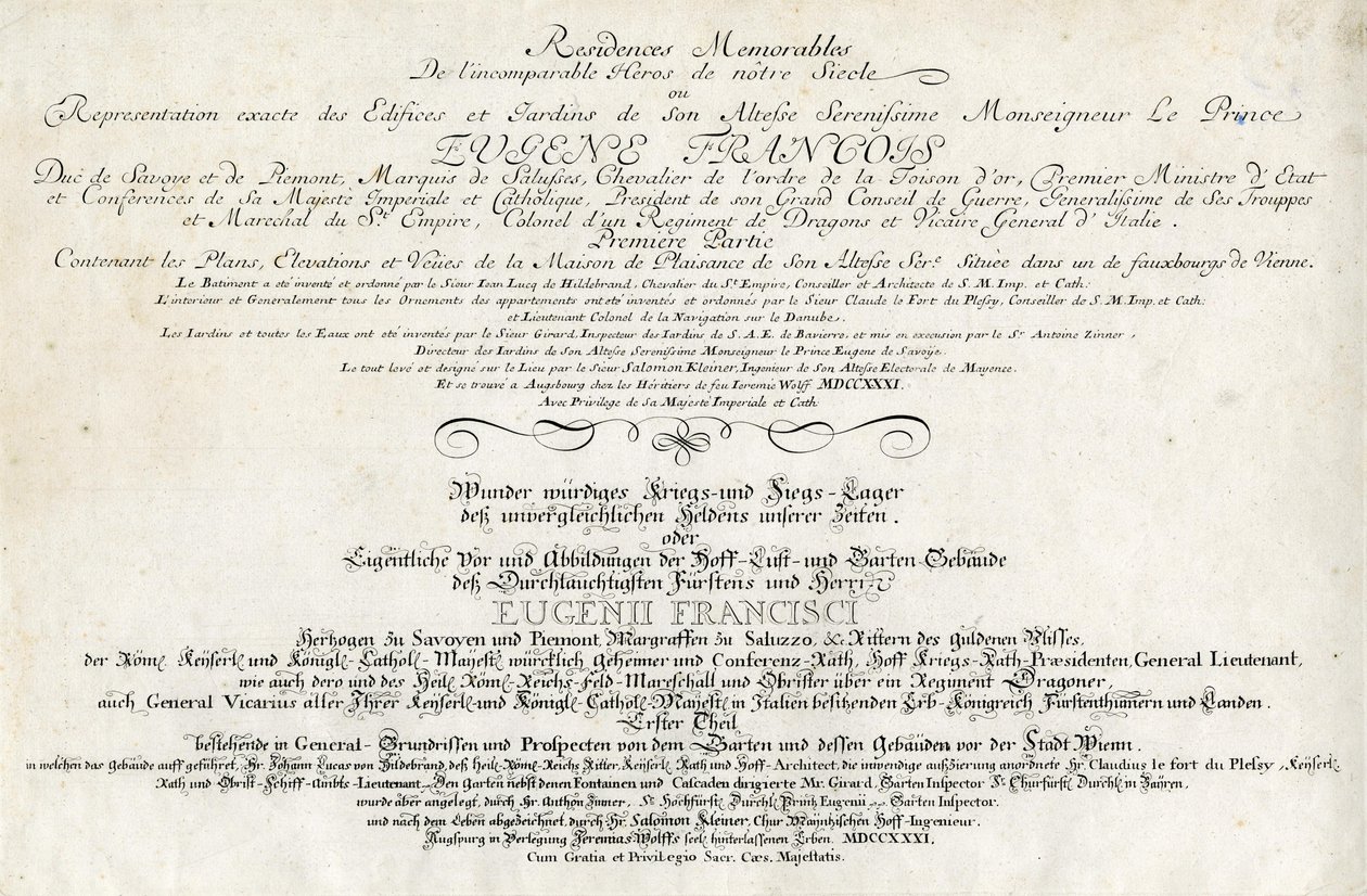 Frontespizio della prima parte da Salomon Kleiner