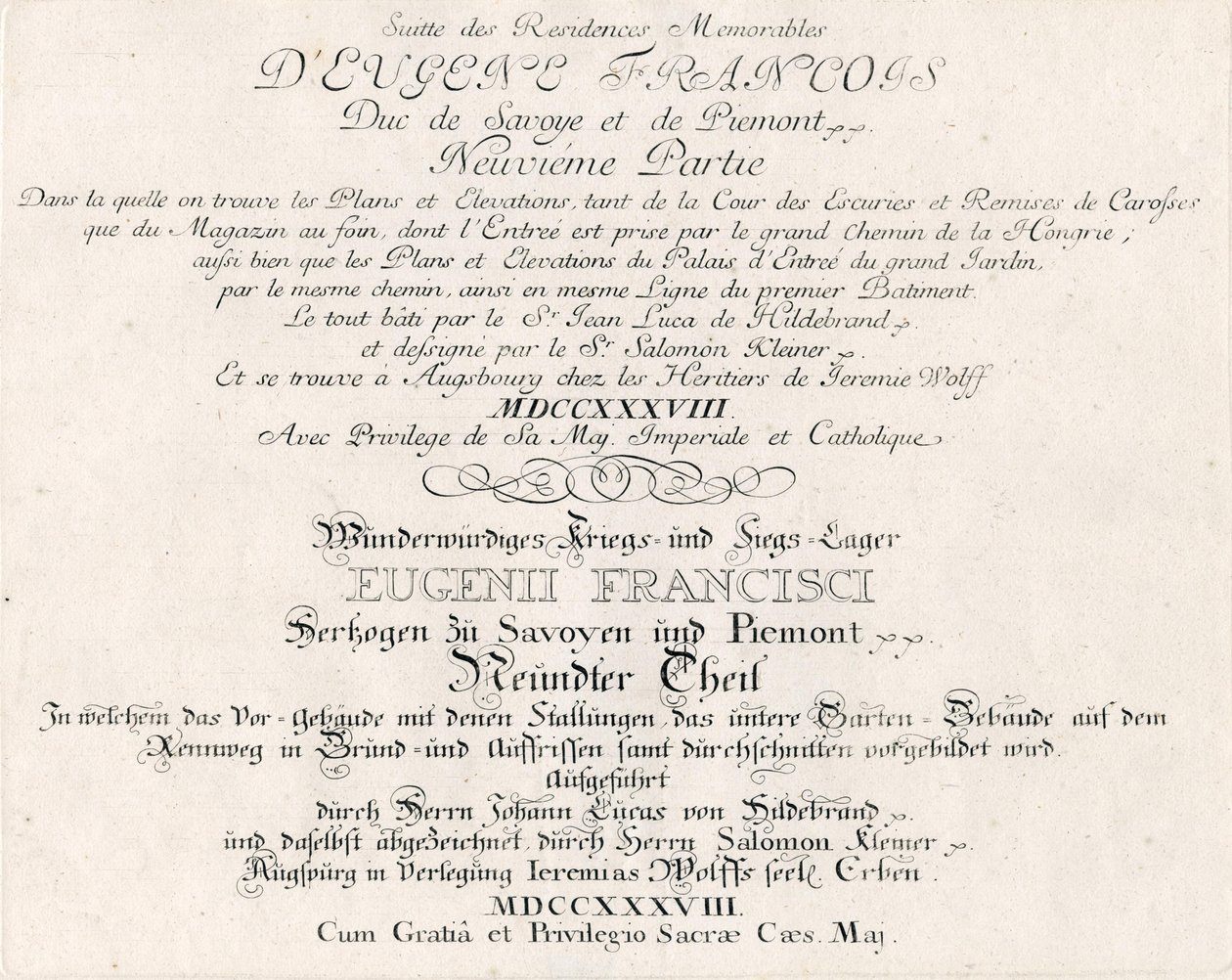 Frontespizio della nona parte da Salomon Kleiner