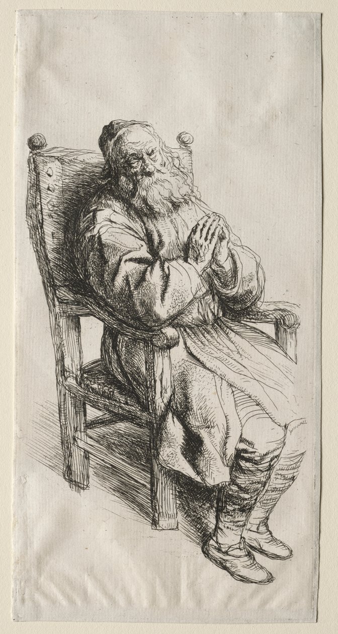 Un Vecchio in una Sedia, Pregando da Salomon Koninck