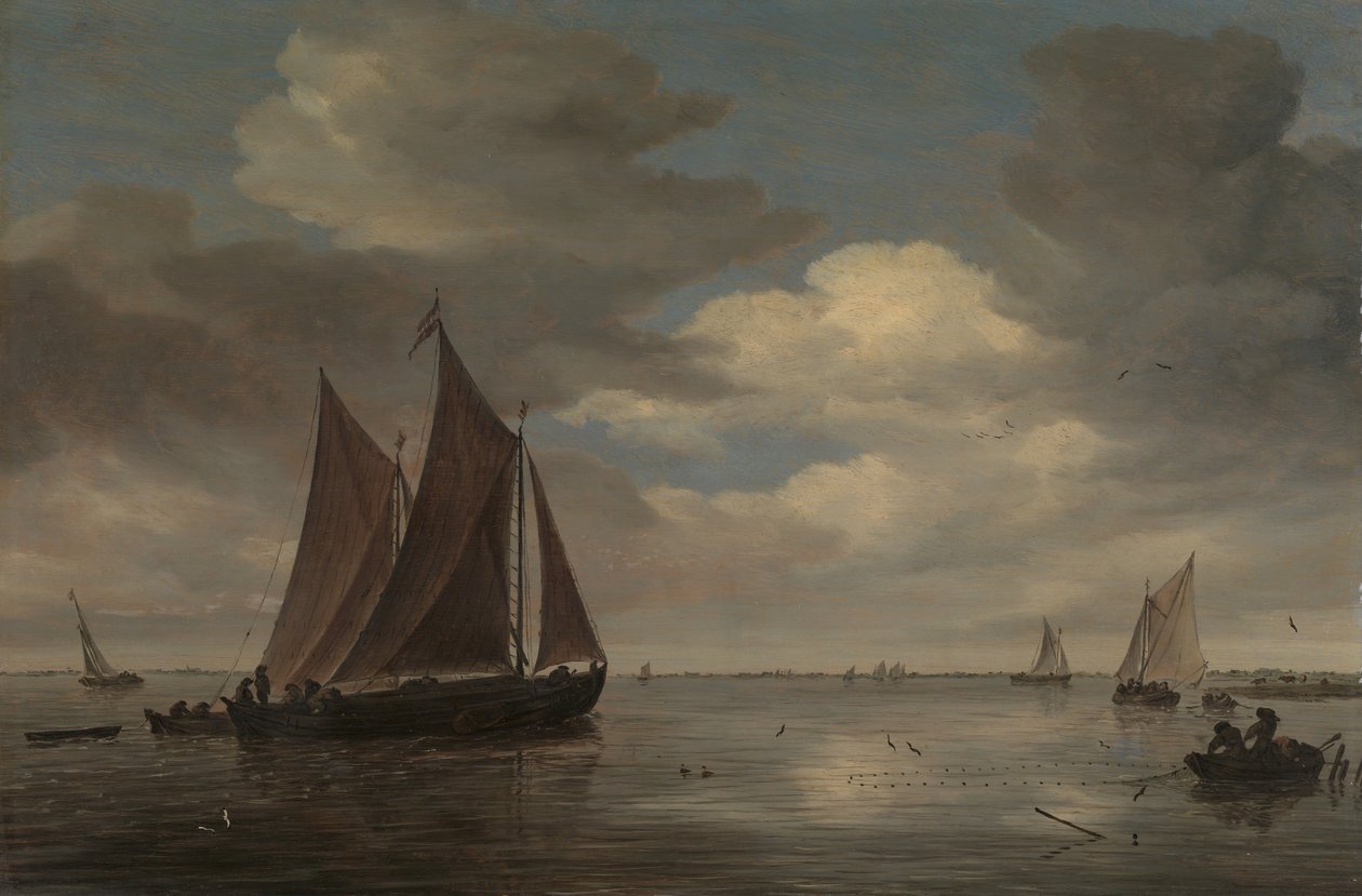 Barche da pesca su un fiume, primi anni 1660 da Salomon Ruysdael