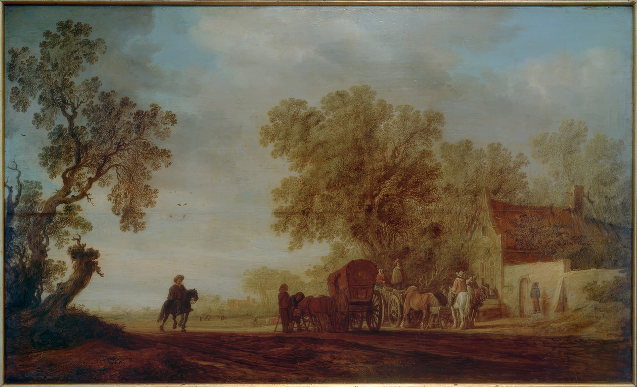 Strada di campagna con locanda e viaggiatori da Salomon van Ruisdael or Ruysdael