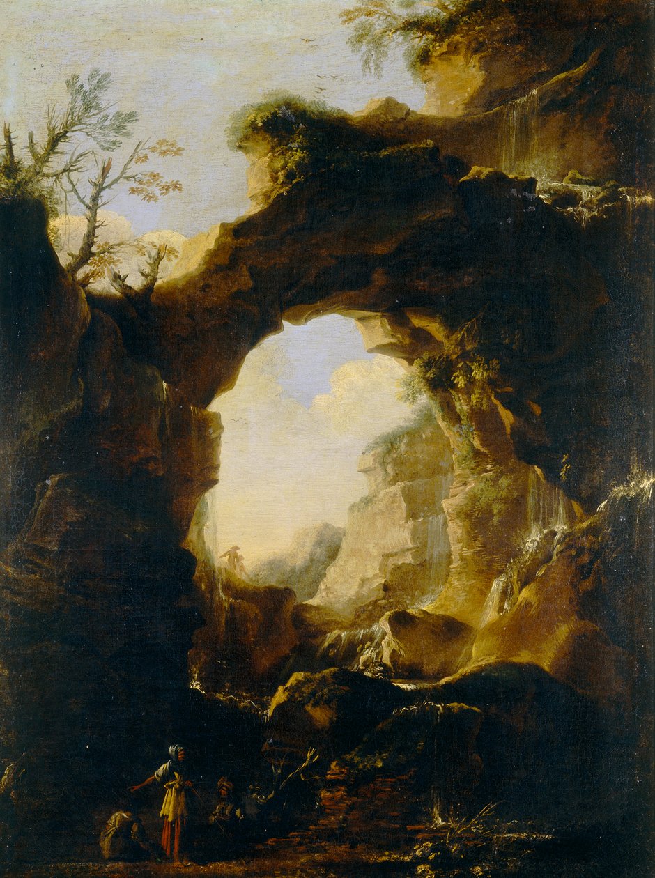 Paesaggio con arco e cascate da Salvator Rosa