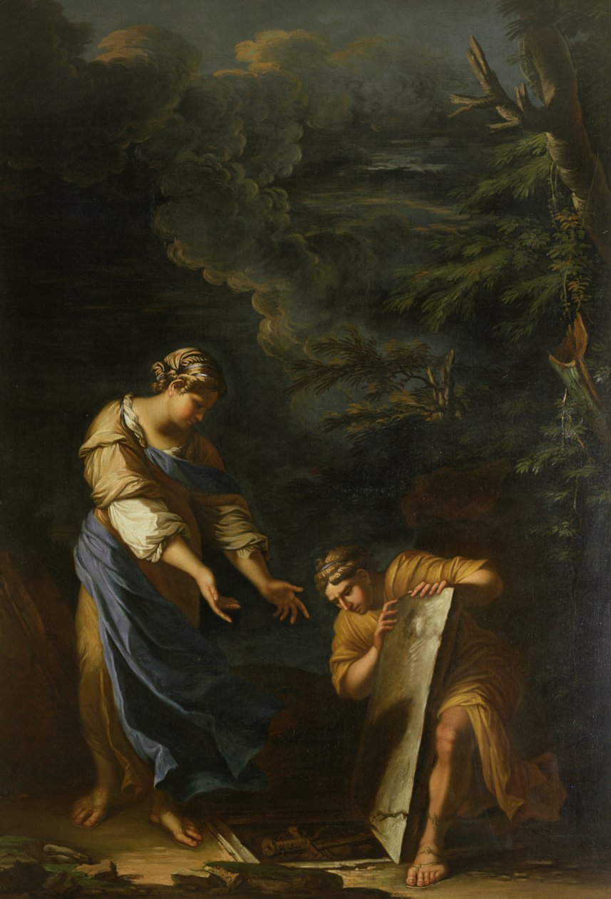 Teseo Solleva la Pietra da Salvator Rosa