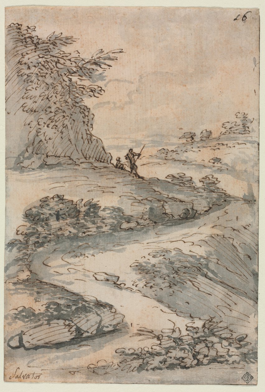 Figure su una strada tortuosa, metà del 1600 da Salvator Rosa