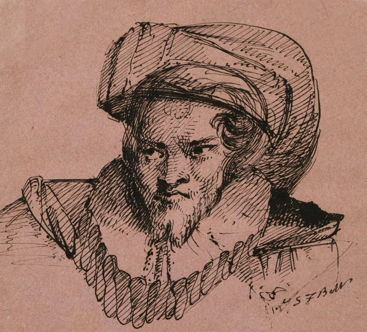 Testa di un uomo con cappello piumato, 1840 da Samuel Finley Breese Morse