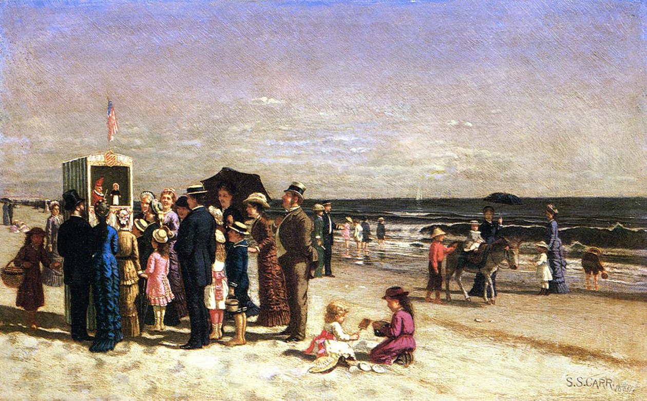 Punch e Judy sulla spiaggia, Coney Island, 1880 da Samuel S. Carr