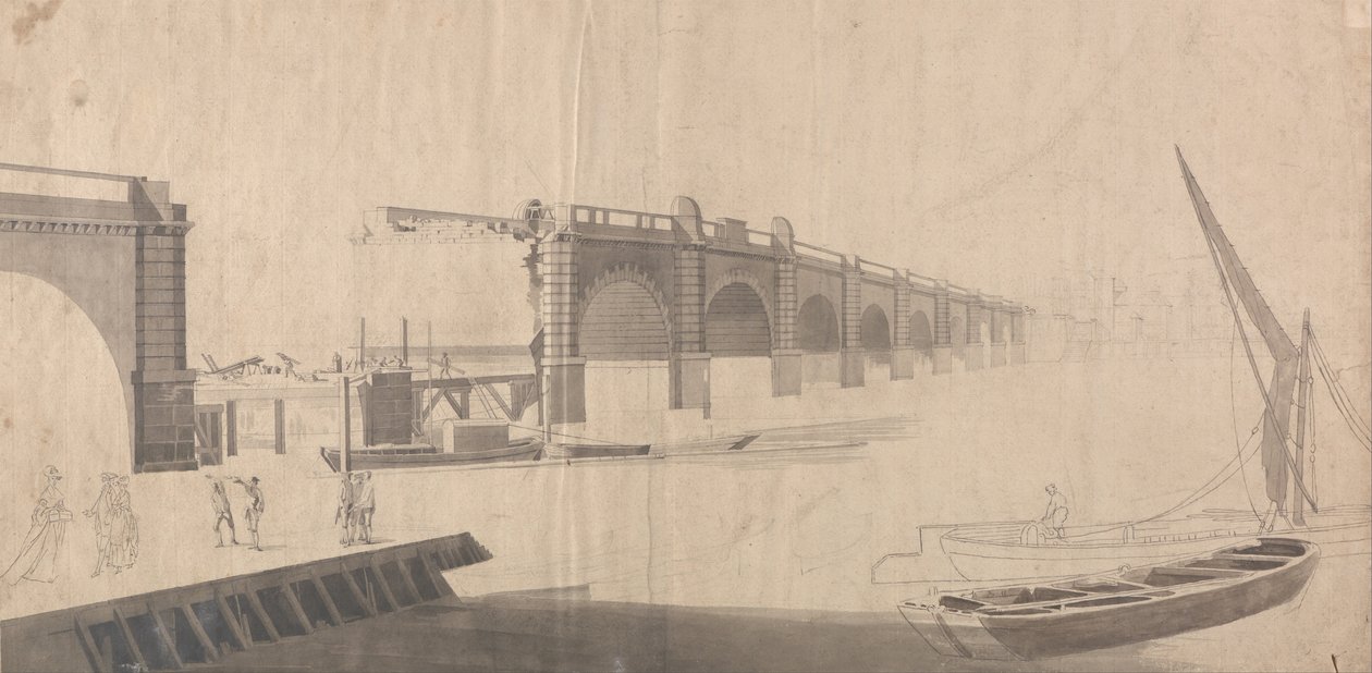 Ponte di Westminster in costruzione da Samuel Scott