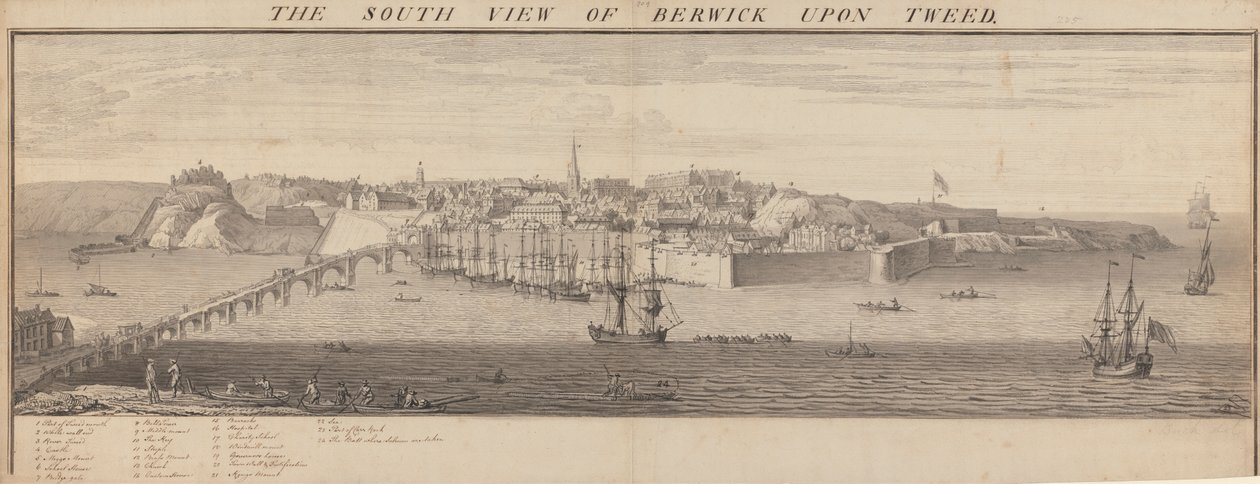 La vista sud di Berwick Upon Tweed da Samuel Buck