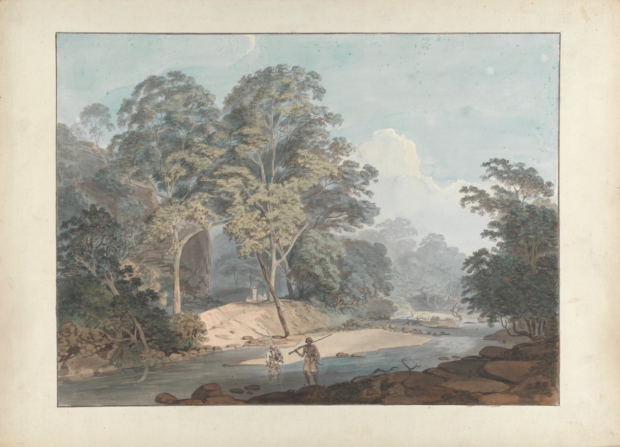 Scena fluviale rocciosa con sepoy da Samuel Davis