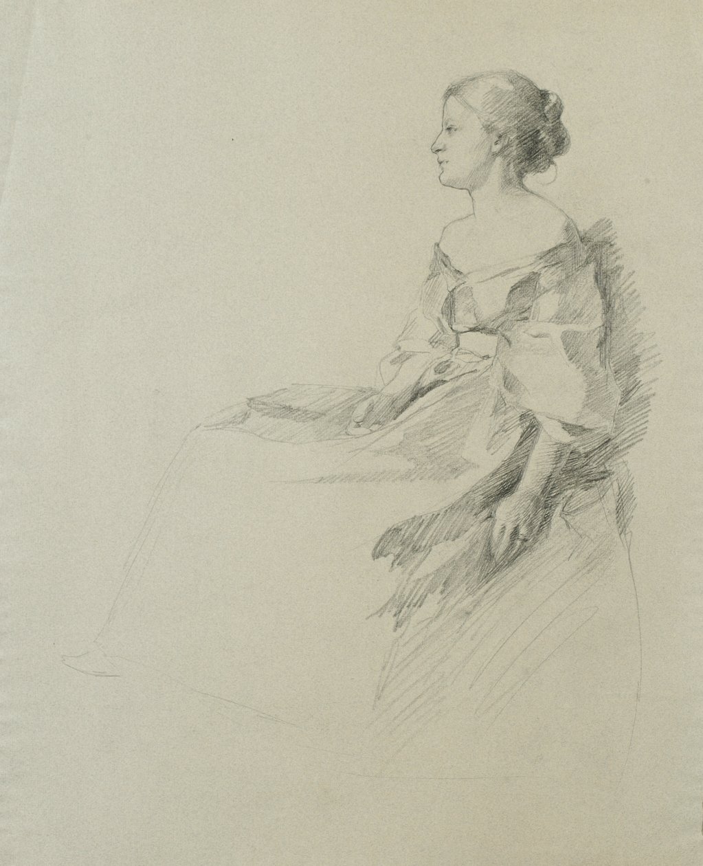 Donna seduta di profilo da Samuel Isham