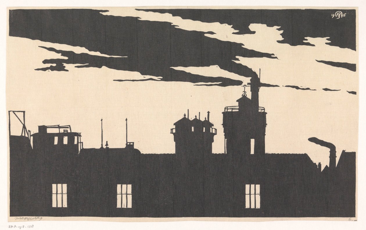 Silhouette della fabbrica del gas orientale da Samuel Jessurun de Mesquita (signed by artist)