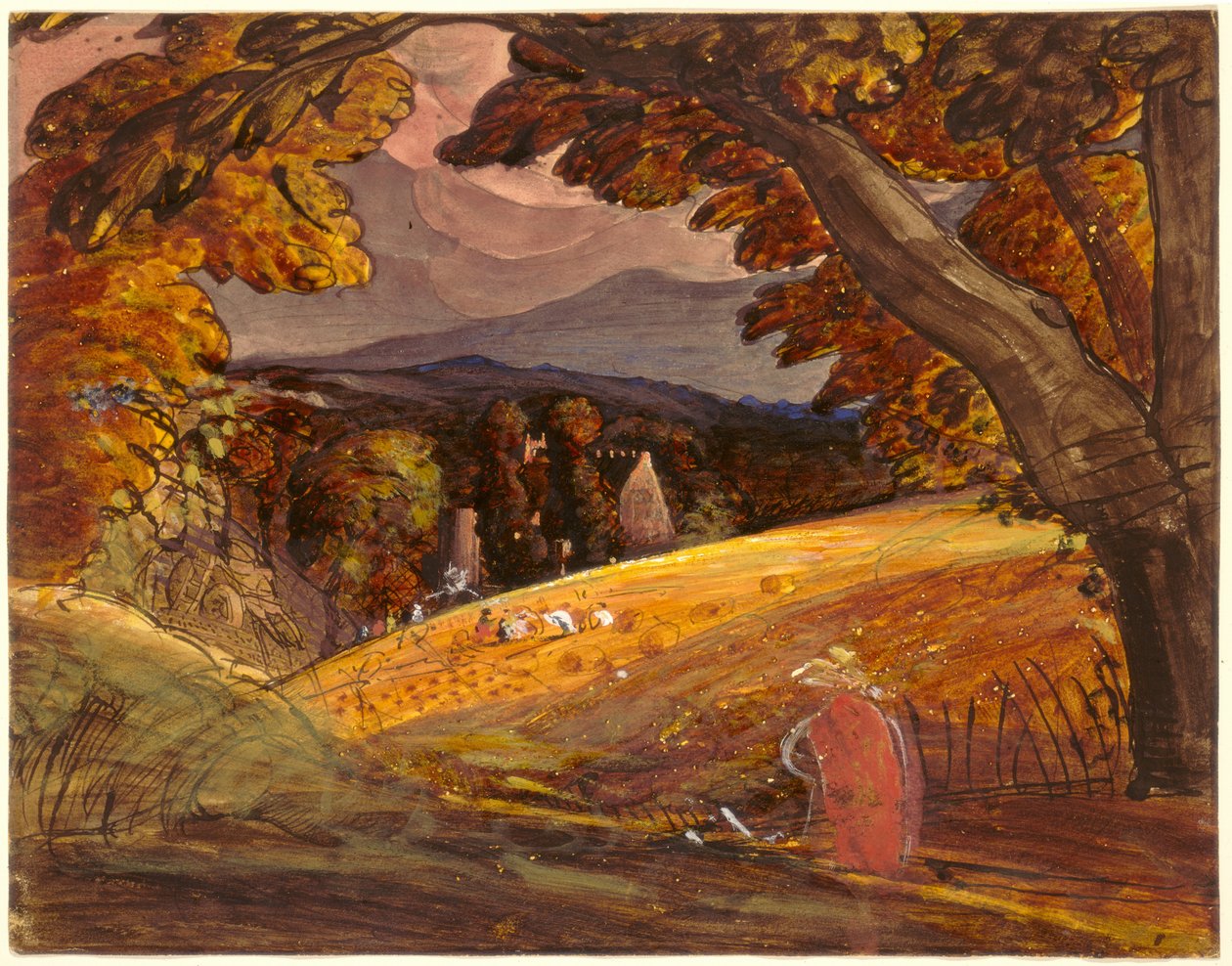 Mietitori alla Luce del Fuoco da Samuel Palmer