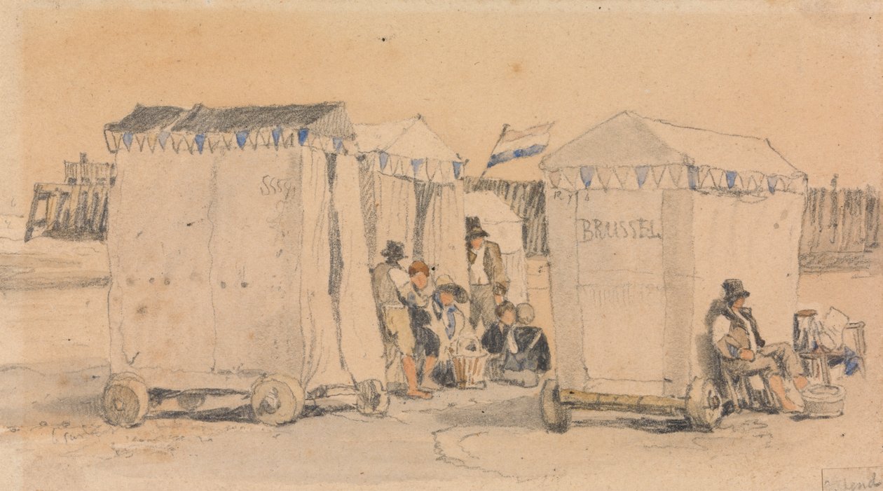 Tende da bagno sulla spiaggia, Ostenda da Samuel Prout