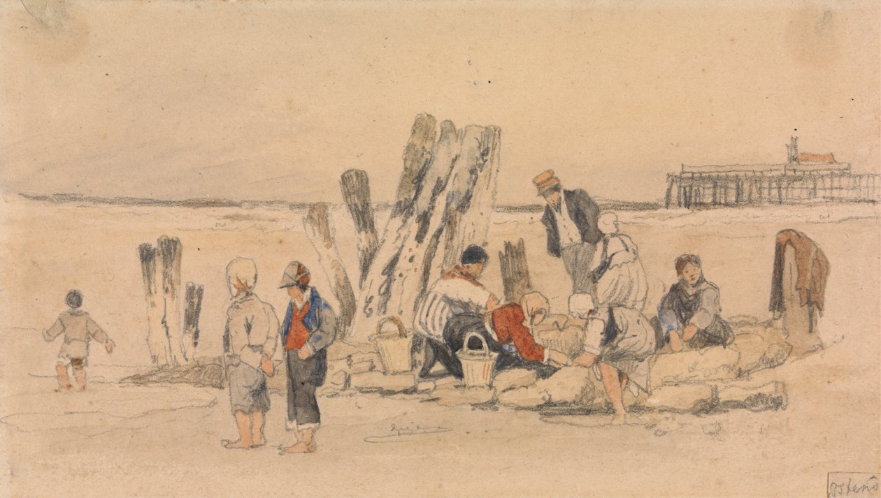 Pescatori sulla Spiaggia, Ostenda da Samuel Prout