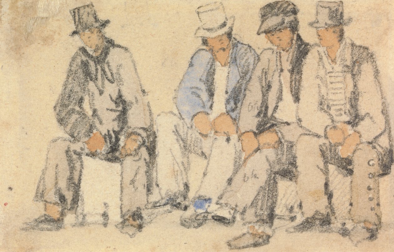 Gruppo di Quattro Uomini Seduti da Samuel Prout