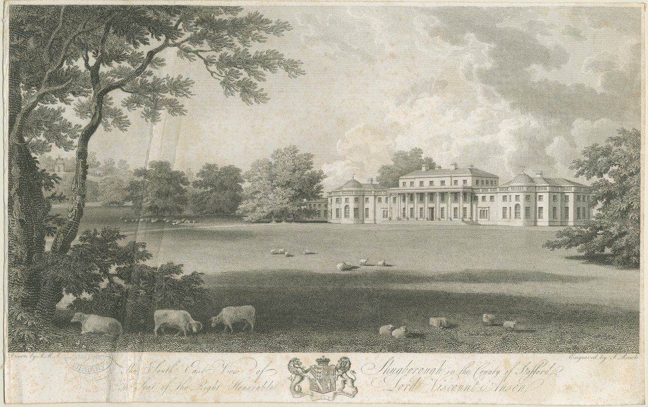 Shugborough Hall: incisione, nd [c 1802] da Samuel Rawle