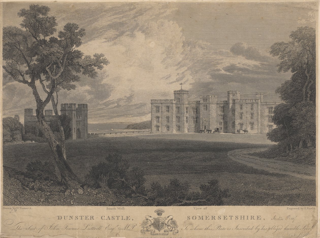 Vista sud-ovest del castello di Dunster, Somersetshire da Samuel Rawle