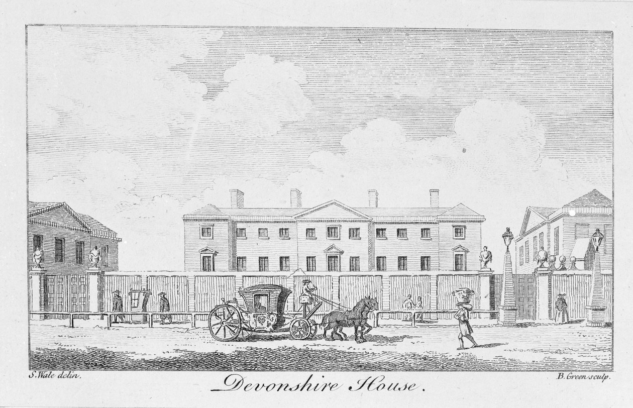 Casa Devonshire, inciso da Benjamin Green, 1761 da Samuel Wale