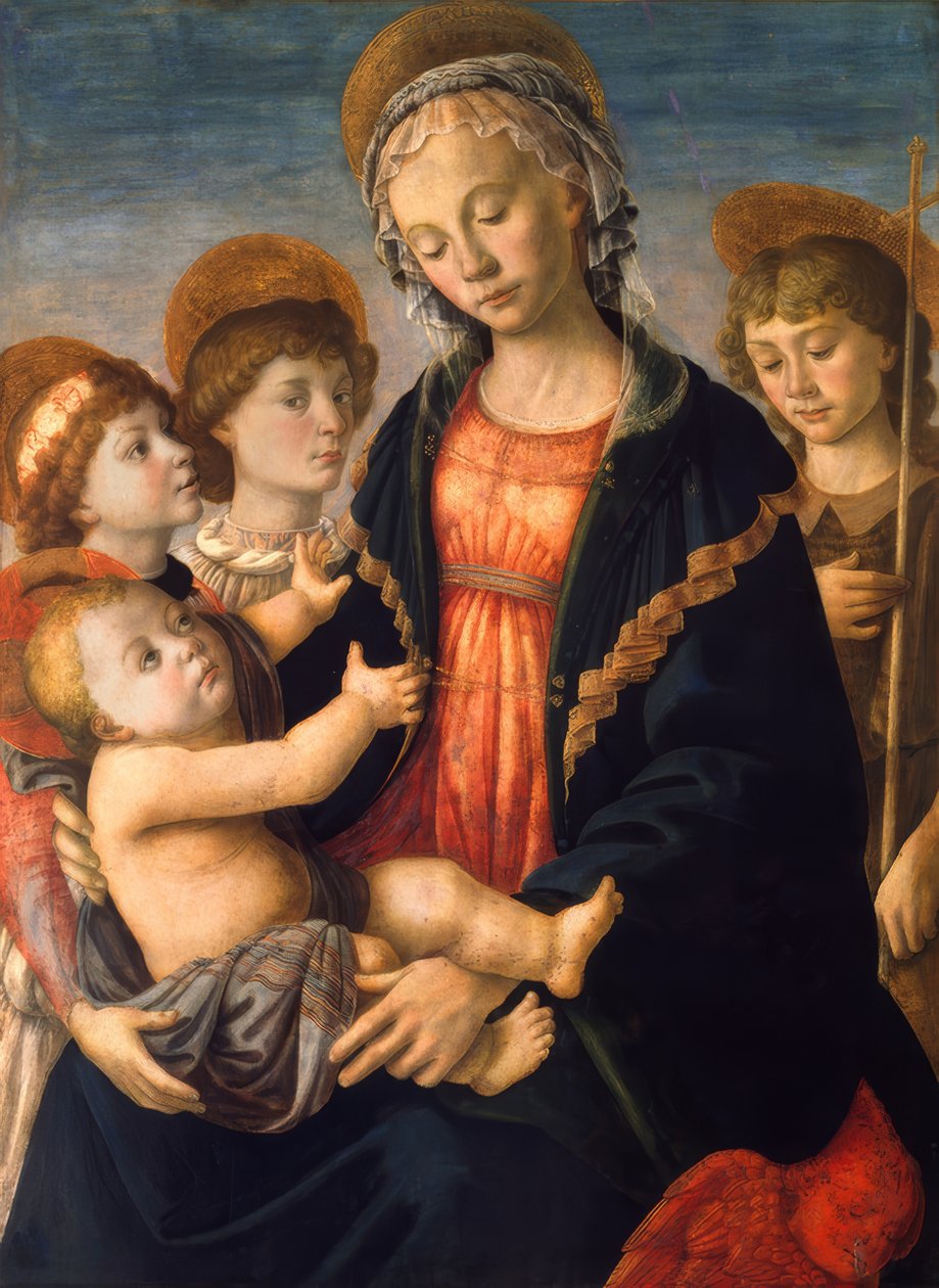 Maria con bambino, Giovanni e due angeli da Sandro Botticelli
