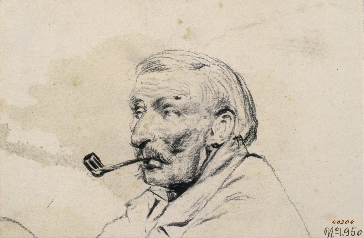 Testa di un uomo che fuma una pipa da Santiago Rusiñol