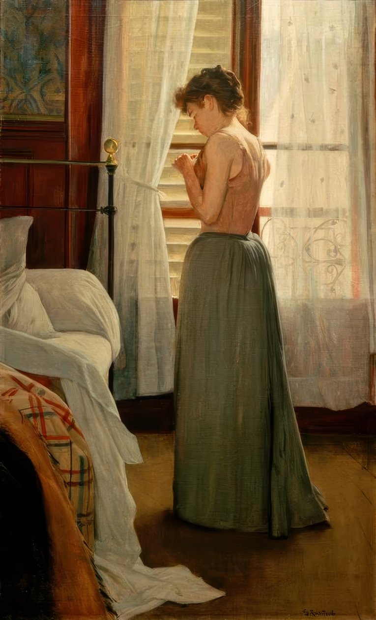 Interno con donna da Santiago Rusiñol