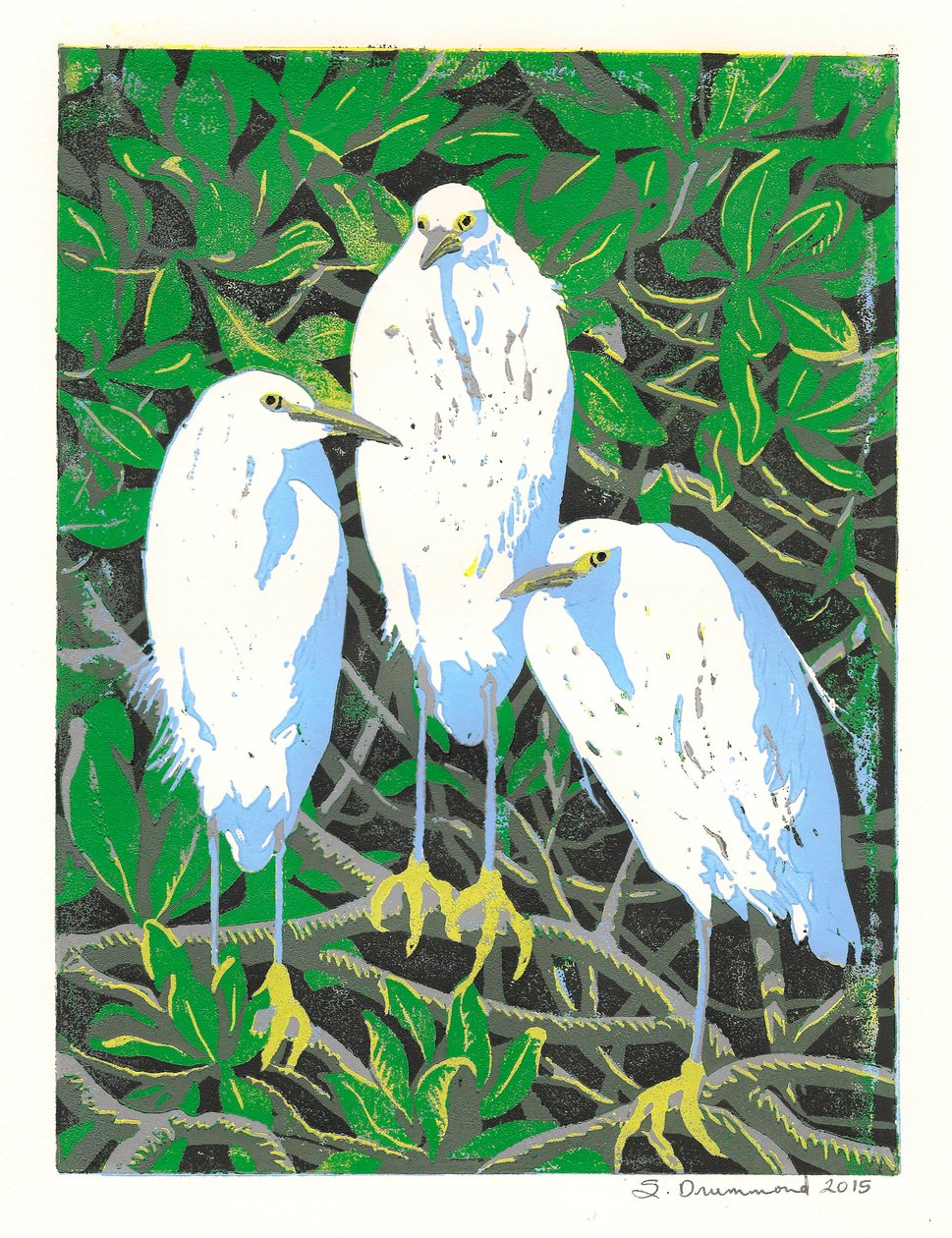 Trio, 2015 (Linocut) da Sarah Drummond