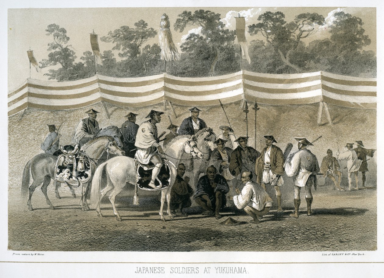 Soldati giapponesi a Yukuhama, Giappone, c1845 da Sarony and Co