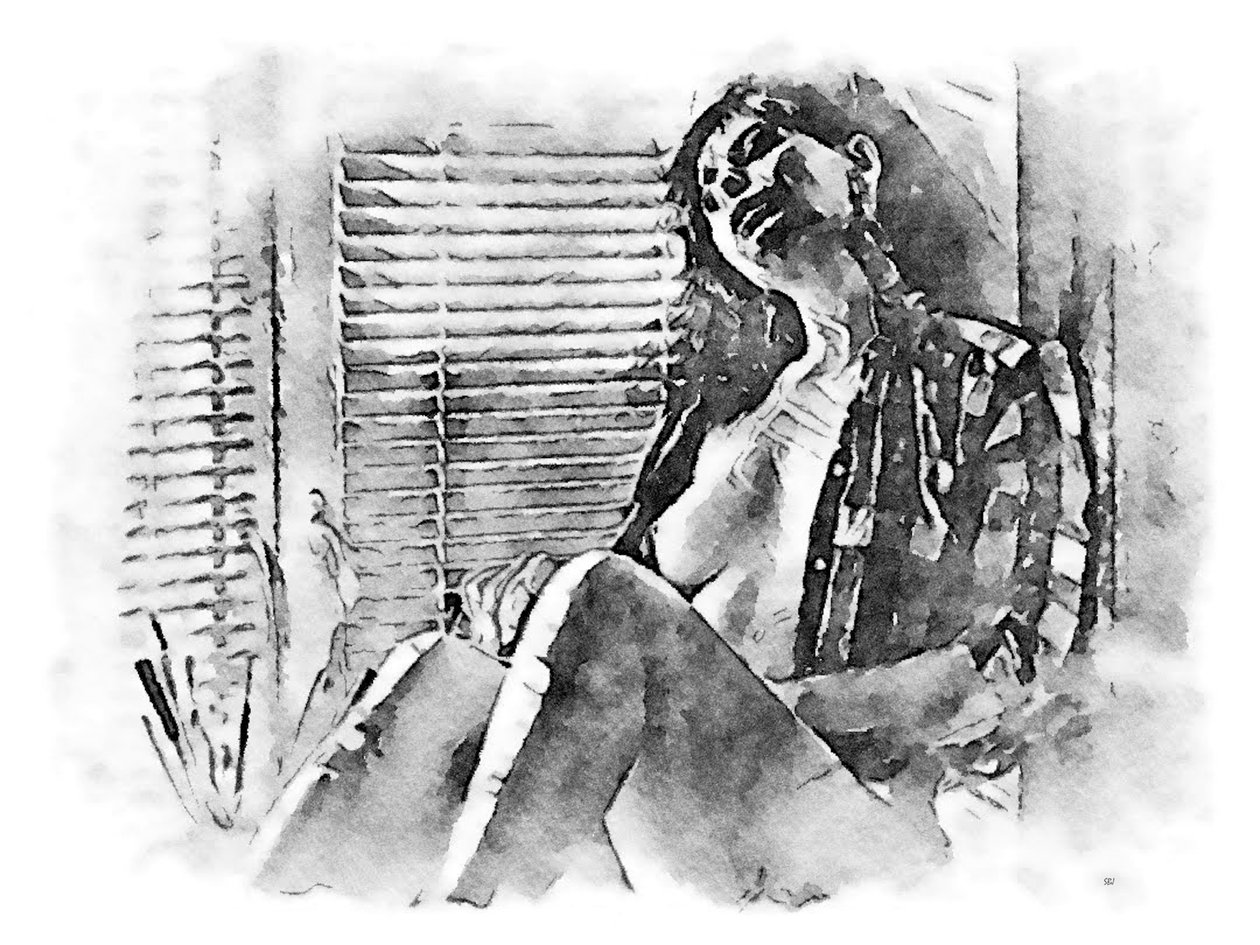 Donna nuda con camicia a quadri da SaskiaBJ