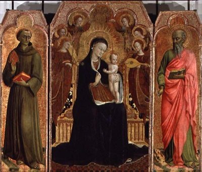 Madonna col Bambino in trono con sei angeli, SS. Antonio di Padova e Giovanni Evangelista, 1437-44 da Sassetta c.1392 1450 Sassetta c.1392 1450