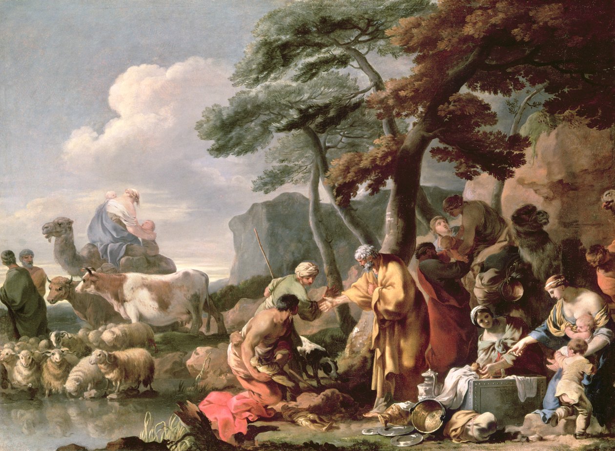 Giacobbe seppellisce gli dei falsi sotto la quercia di Sichem da Sébastien Bourdon