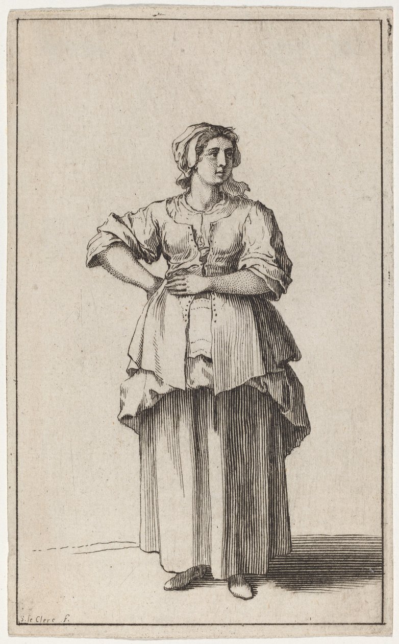 Donna serva in piedi da Sébastien Le Clerc the elder