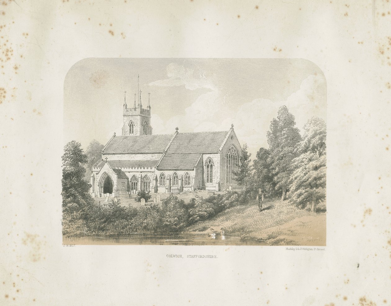 Chiesa di Colwich (litografia colorata) da School English