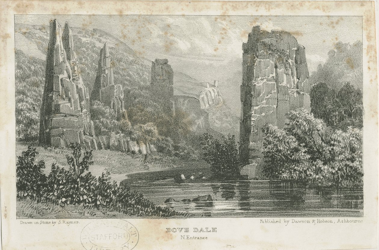 Dovedale - paesaggio: litografia, nd [c.1839] da School English