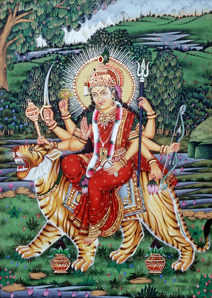 Dea Durga Miniatura da School Indian
