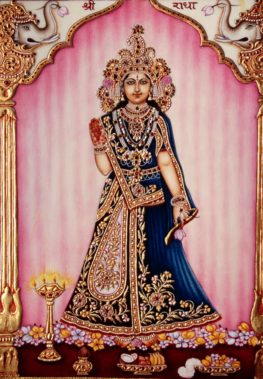 Dea Radha Miniatura su Avorio da School Indian