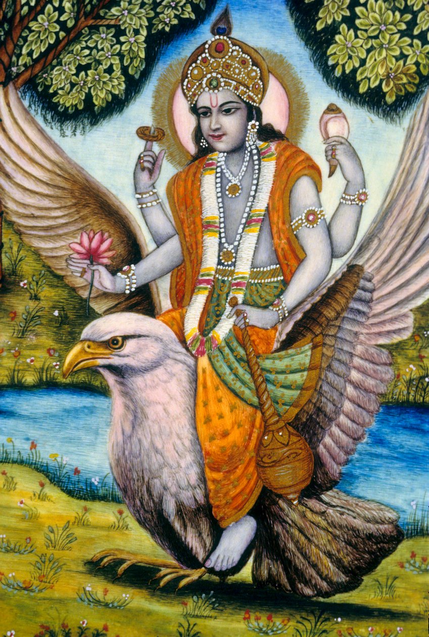 Signore Vishnu Seduto su Garuda India da School Indian