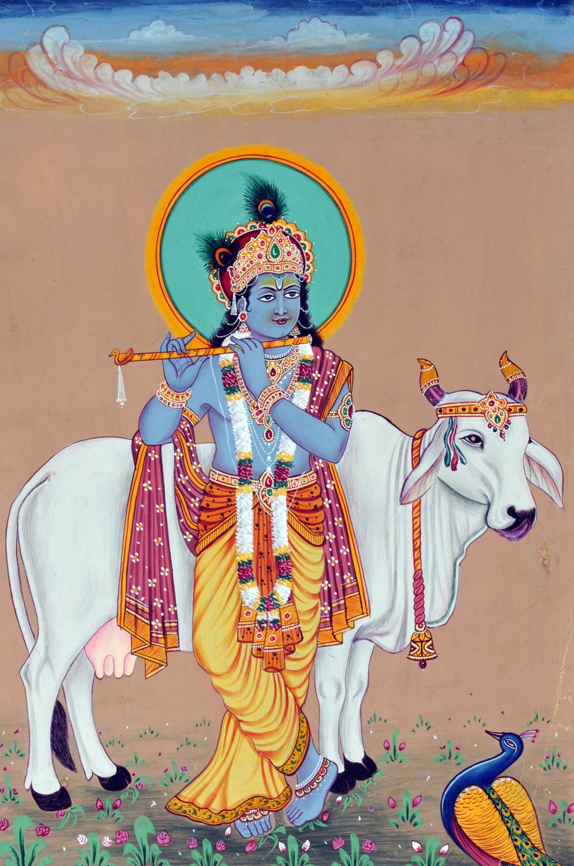 Miniatura di Dio Krishna da School Indian