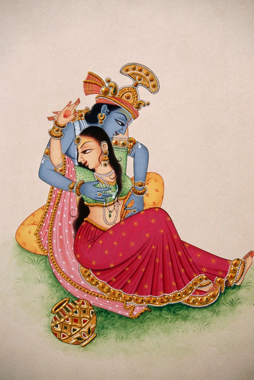 Miniatura su carta Radha Krishna da School Indian