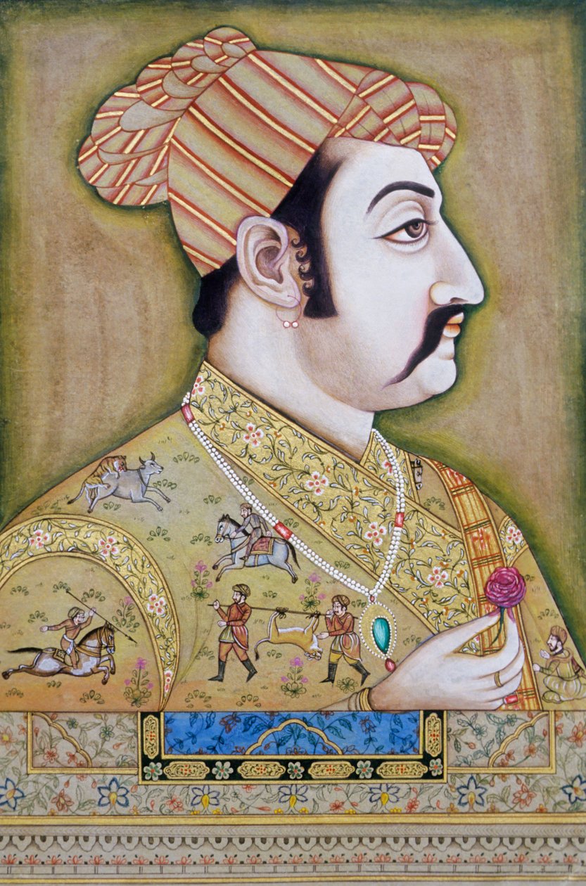 Miniatura Mogul di Akbar da School Indian