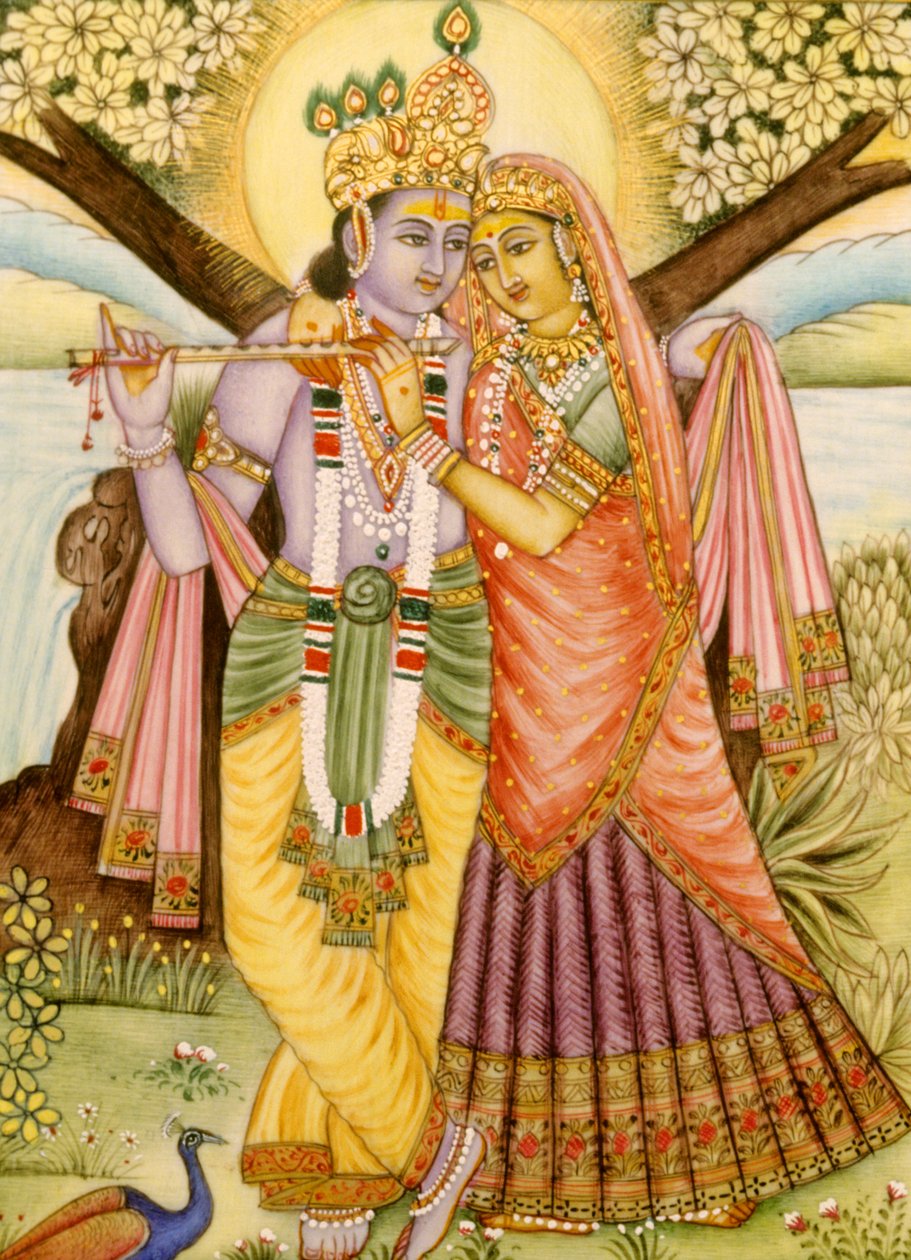 Miniatura di Radha Krishna su avorio da School Indian