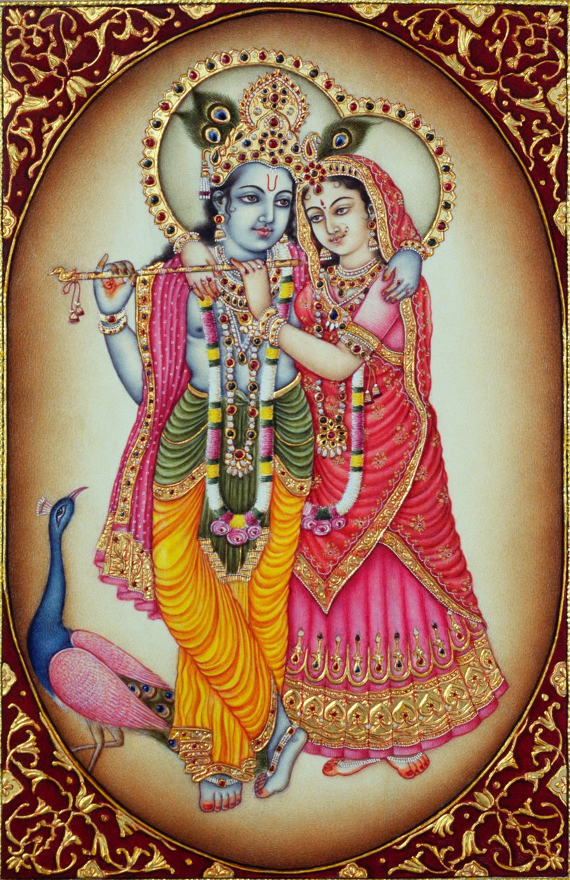 Miniatura di Radha Krishna su avorio da School Indian