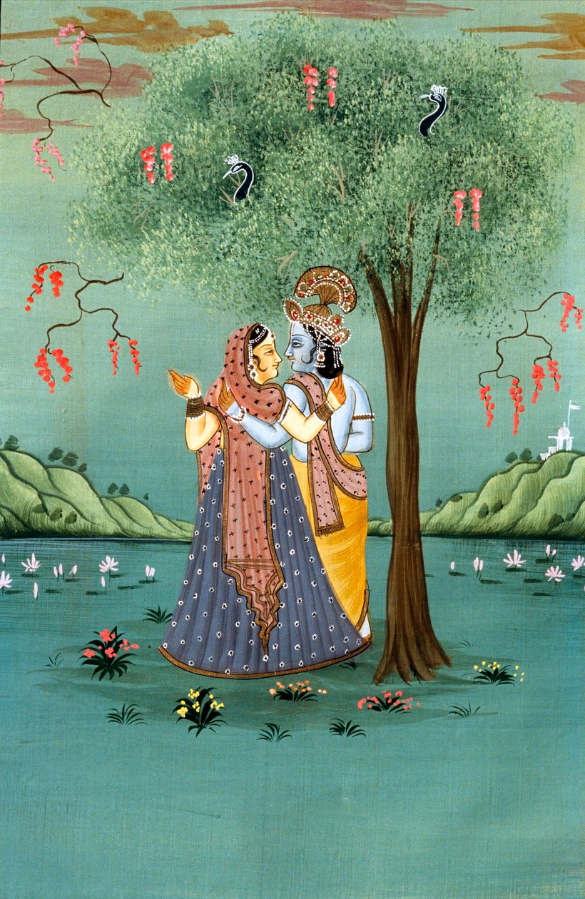 Miniatura di Radha Krishna su carta da School Indian