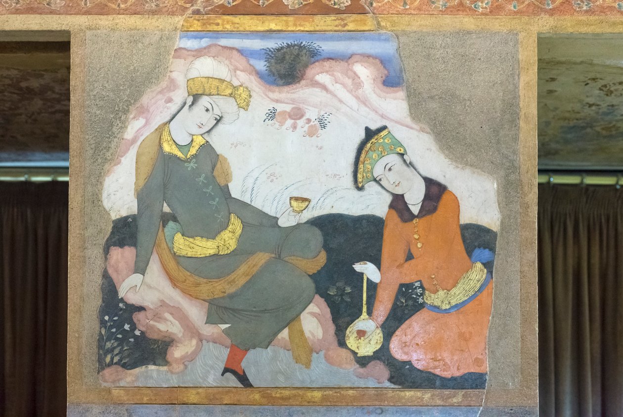 Affresco al palazzo Chehel Sotoun, Esfahan, Iran da School Iranian