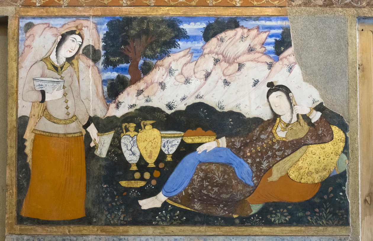 Affresco al palazzo Chehel Sotoun, Esfahan, Iran da School Iranian