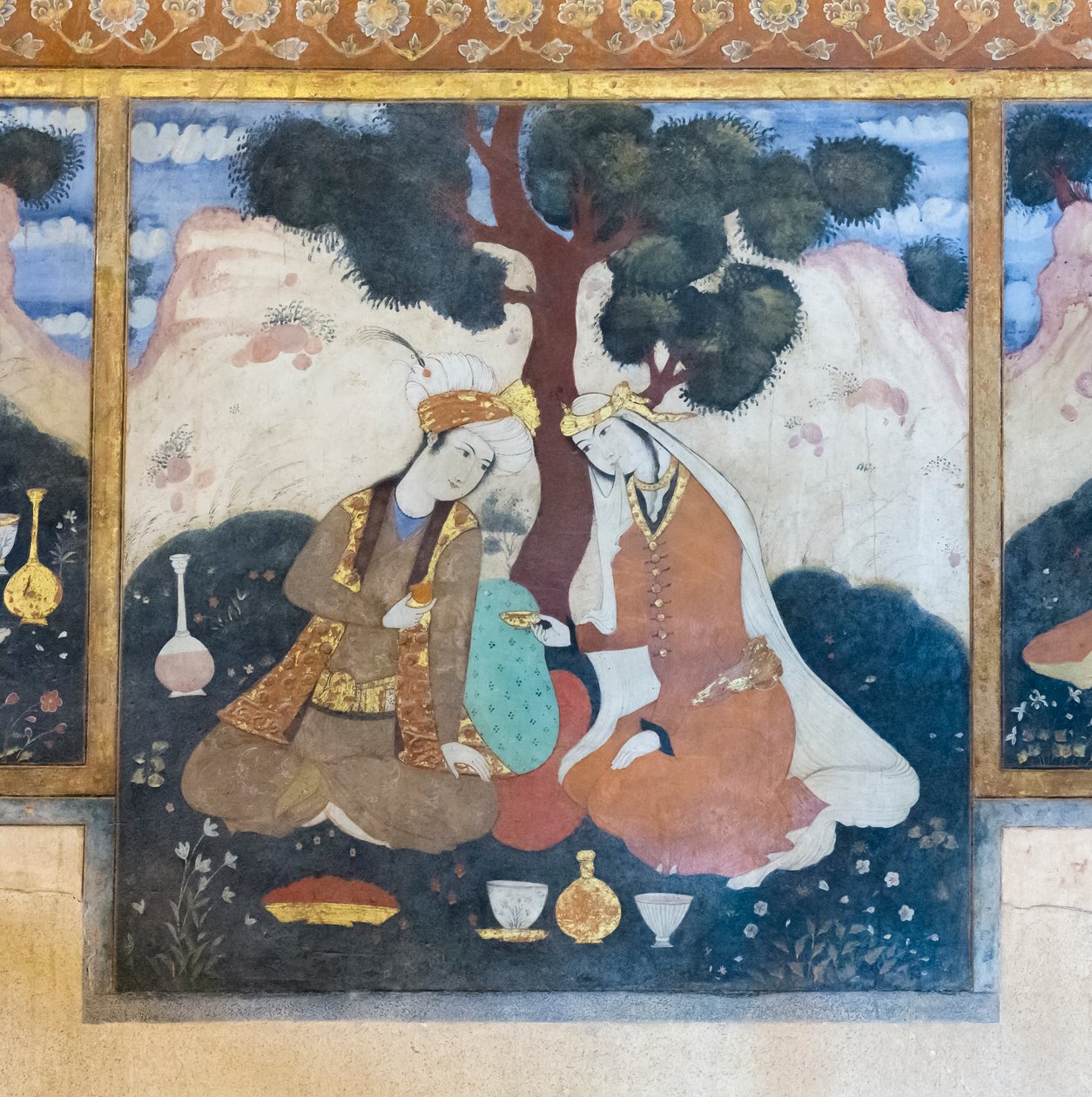 Affresco al palazzo Chehel Sotoun, Esfahan, Iran da School Iranian