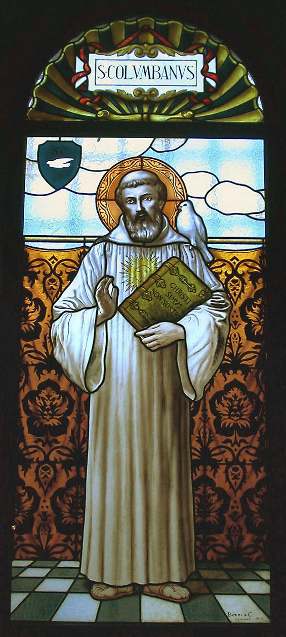 Vetrata raffigurante San Colombano (vetro colorato) da School Italian